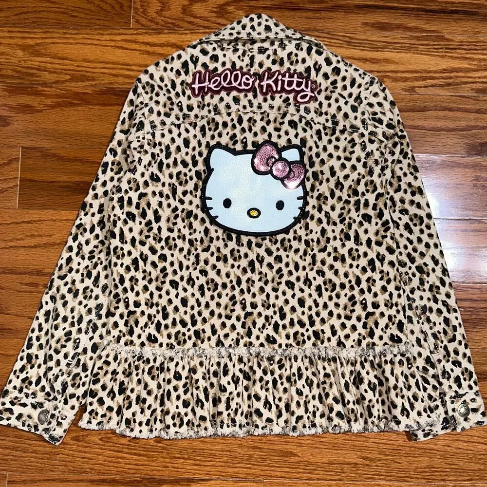 365 Kids Garanimals Hello Kitty Cheetah Animal Print Denim Jacket Size 6